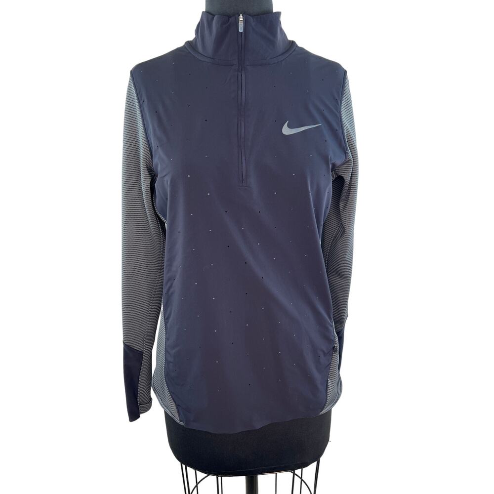 Nike AeroReact Hybrid 1/2 Zip Running Jacket Black Gray Pullover Women Large L